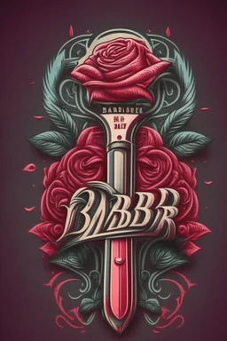 rose mit rasiermesser, haarschneidemaschine und diamant über schriftzug,firmenlogo für friseur barber, name soll SAMO THE BARBER sein, high quality, logo, graffitidesign, symmetrisch, 4k, retro, gentleman