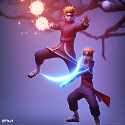 isometric clean art of naruto, soft lighting, high definition, unreal 5, full body