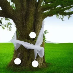 Fabric wrapped around tree