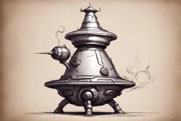 fantasy concept art, small walking magic turret sketch
