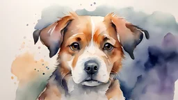 WATERCOLOR, DOG WITH SAD EYES, FINE DRAWING,