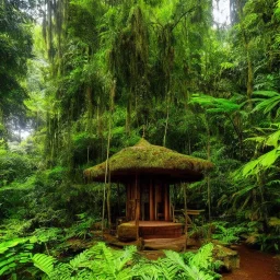 A magical shrine in the middle of a rainforest