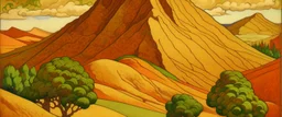 A brown mountain covered in sand painted by Paul Ranson