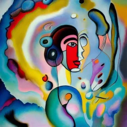 A beautiful girl in the style of Abstract Expressionism, complex, incomprehensible, fantasy, magical, three-dimensional, voluminous, symmetrical, artistic, 4K, 8K, Wassily Kandinsky, Paul Kole, Franz Mark