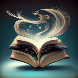 Floating book with magical swirls, swirling around it and lifting it into the air