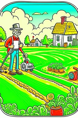 hand painted smart farming cartoon