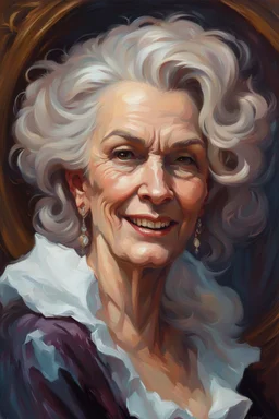 oil painting of a aged female vampire elder with highly detailed hair and facial features ,in the painting style of Daniel F. Gerhartz, with a fine art aesthetic and a highly detailed brushstrokes, realistic baroque style