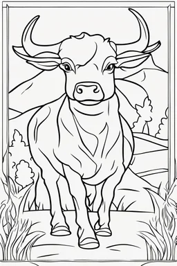 coloring page for kids, OX, thick outline, low details, no shading, no color