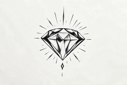 a black and white tattoo drawing of a diamond with shimmering lines all around in the ether
