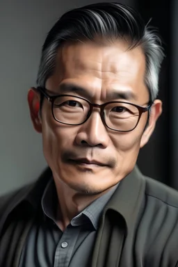 asian man, handsome, middle age, glasses