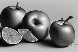 One apple, still life drawing