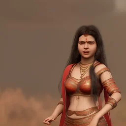 wonderful fat brazilian woman, wearing indian clothes, long black hair, 4k, many details, very realistic, fog particles,