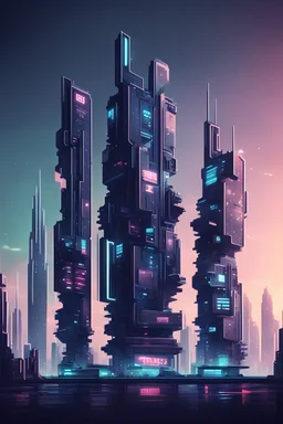 2D futuristic sign name for a cyber city, pixel art