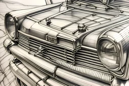 close up of car radio pencil sketch