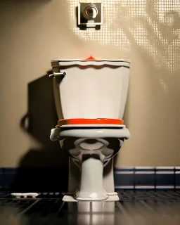 Toilet scene, donald trump sitting with his pants down and defecating, realistic image, Wes Anderson style, concept art, smooth, unreal engine 5, god lights, ray tracing, RTX, lumen lighting, ultra detail, volumetric lighting, 3d.