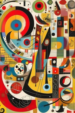 musical instruments drawn like kandinsky