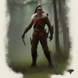 franz frazetta styl,elf hunter in the forest clearing