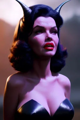 jayne mansfield as evil queen in black leather, angry, stern look, volumetric lighting, particales,highly detailed,cinematic, deep colours,8