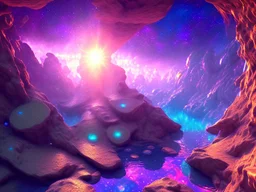 crystal cosmic and galactic tunnel ambiance sky rocks sunny pool surreal, full of details, smooth, bright sunshine，soft light atmosphere, light effect，vaporwave colorful, concept art, smooth, extremely sharp detail, finely tuned detail, ultra high definition, 8 k, unreal engine 5, ultra sharp focus