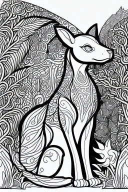 coloring book page of a magical animall, monochrome, blacn and white, sharp, sketch drawing