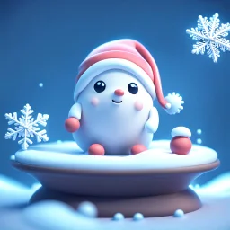 Cute seasonal depicting winter, snowflakes are instead viral particles, polygon blender art, award winning