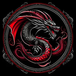 the body of the red-black dragon is arranged in a circle