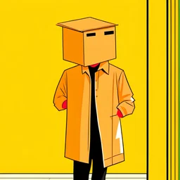 man with cardboard box on head anime style