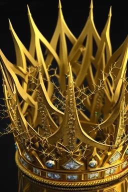 A simple gold crown of thorns, black background, cinematic lighting, 4k resolution, smooth details.