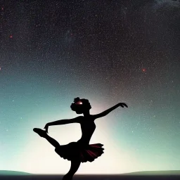 Mechanical ballerina dancing on a lake reflecting the galaxy.