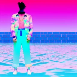 Vaporwave pool person