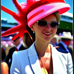 A woman's radio antenna hat at the Kentucky Derby