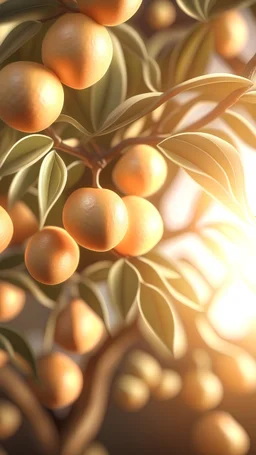 Orange tree closeup, light reflection, pastel colors, pink and green, hd, detailed, full 4k resolution
