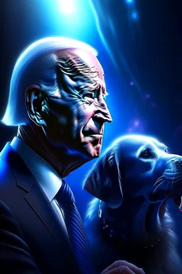 biden looking like a dog, 4 k, down light, depth of field, trending art, spray paint, high detail, fantasy art, alien connection, future tech