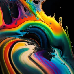 rainbow liquid painting transforming into a vinyl