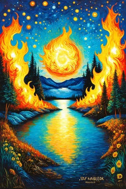 The lake of fire; inspired by Van Gogh on psychedelics