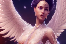 beautiful fairy very etheric, smiling, magic make up, delicate colors, transparent wings, beautiful glamour dress, ultra sharp focus, 8k, unreal engine 5, extremely sharp detail, light effect, soft light atmosphere, smooth, full of details