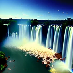 Iguazu Falls, Argentina and Brazil,aerial view,cloudy,extremely detailed digital painting, high resolution,8k, realistic, beautiful, volumetric lighting, mystical colors ,perfectly centered image, perfect composition, rim light, beautiful lighting,masterpiece, stunning scene, raytracing, anatomically correct, in the style Van Gogh and robert e howard and Ken Kelley and Ohrai Noriyoshi and Simon Bisley and tomzj1.