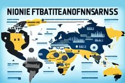 An infographic showing the interconnectedness of global financial markets. flat. without text