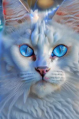Attractive white cat with blue eyes