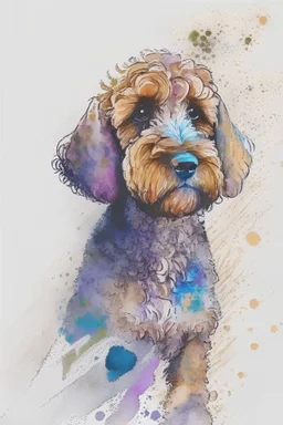 abstract watercolour of a cockapoo dog’s head