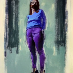 Full body portrait, painting, medium shot lady OptimisticFuturism