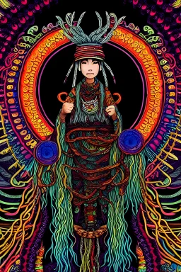 a mystical ramen shaman, intricate, colorful, fantastic, style of Pablo Amarmingo