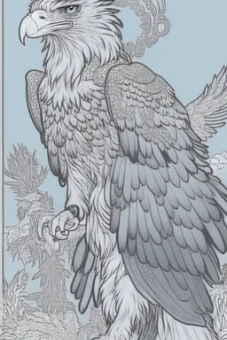 coloring book page of a magical eagle pokemon ,monochrome, black and white, sharp, sketch drawing