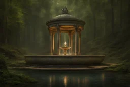 fantasy fountain into the woods