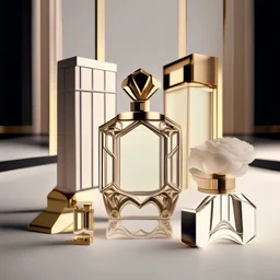 generate me an aesthetic photo of perfumes for Framed Fragrance: Use architectural elements to frame perfume bottles.