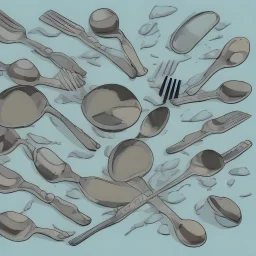 cartoon style of a pile of silverware