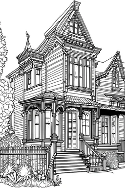 outline art for modern house exterior coloring pages, white background, sketch style, full body, only use outline, mandala style, clean line art, no shadow, clear and well outline