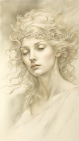 Upsidedown portrait of a beautiful Greek goddess by Alan Lee