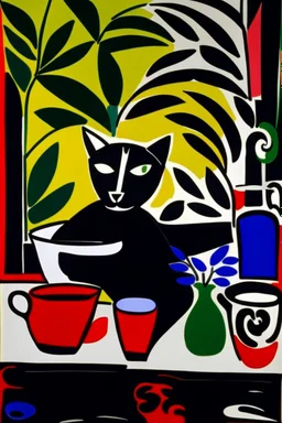 Eclectic henri matisse. Cat, coffee