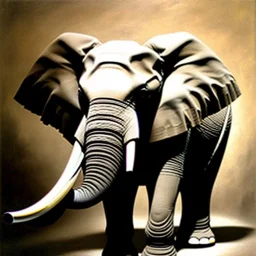 Cubist bracques painting of an elephant